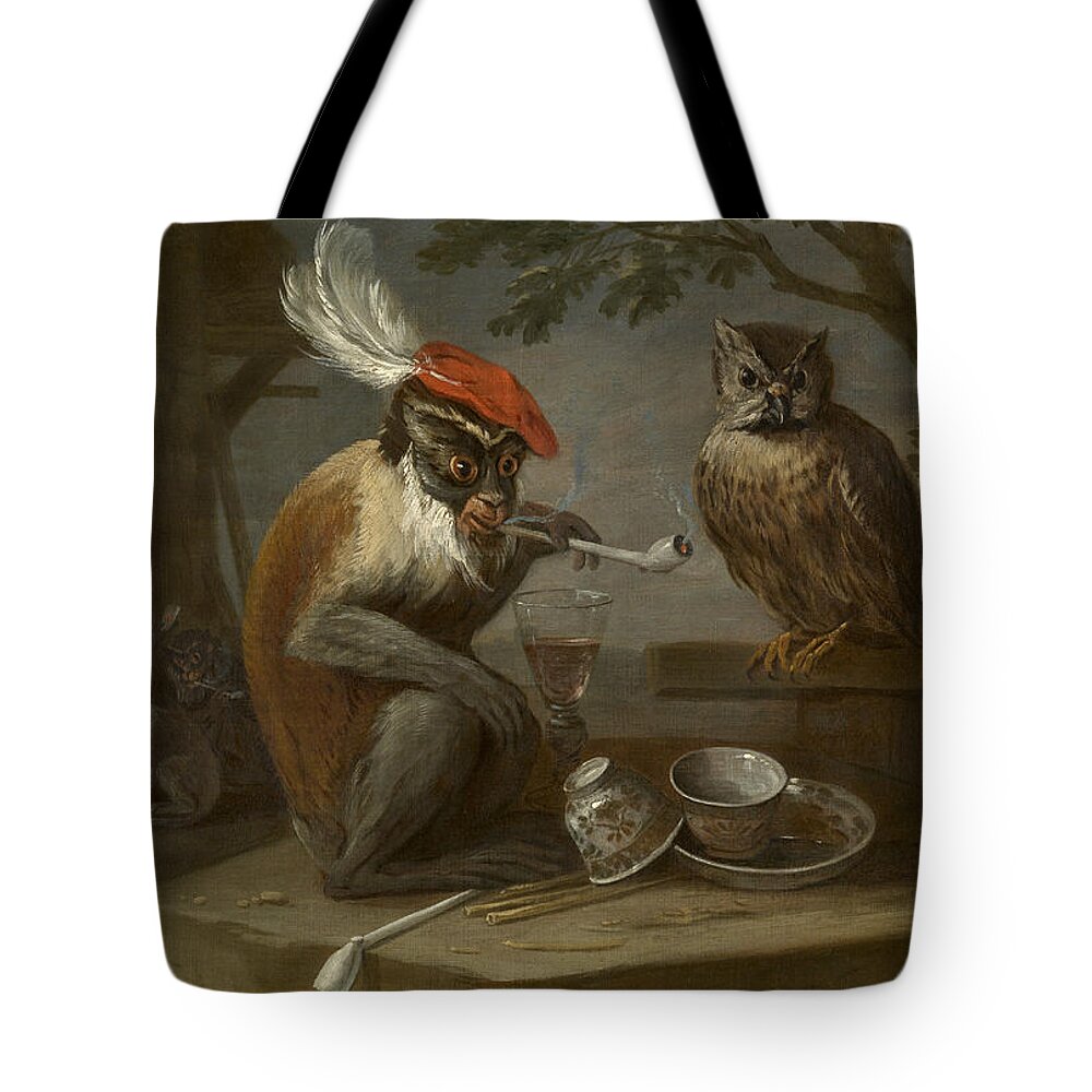 17th Century Art Tote Bag featuring the photograph Monkey Trick by David Teniers the Younger