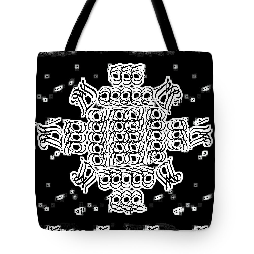 Monograms Tote Bag featuring the tapestry - textile Monogram qm blackwhite 1 by Christine McCole