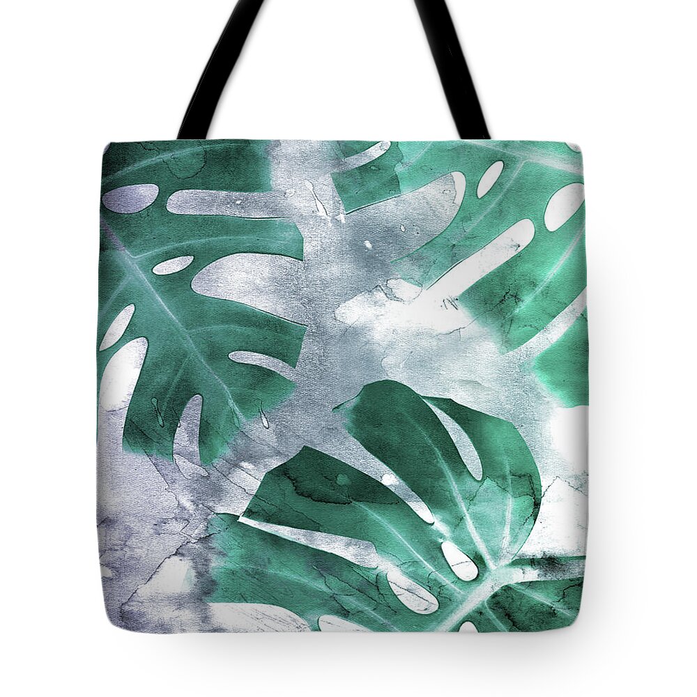 Monstera Tote Bag featuring the mixed media Monstera Theme 1 by Emanuela Carratoni
