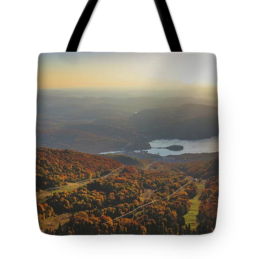 Aerial Tote Bag featuring the photograph Mont Tremblant Summit Panorama by Andy Konieczny