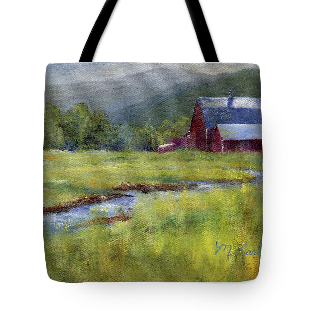 Montana Tote Bag featuring the painting Montana Ranch by Marsha Karle