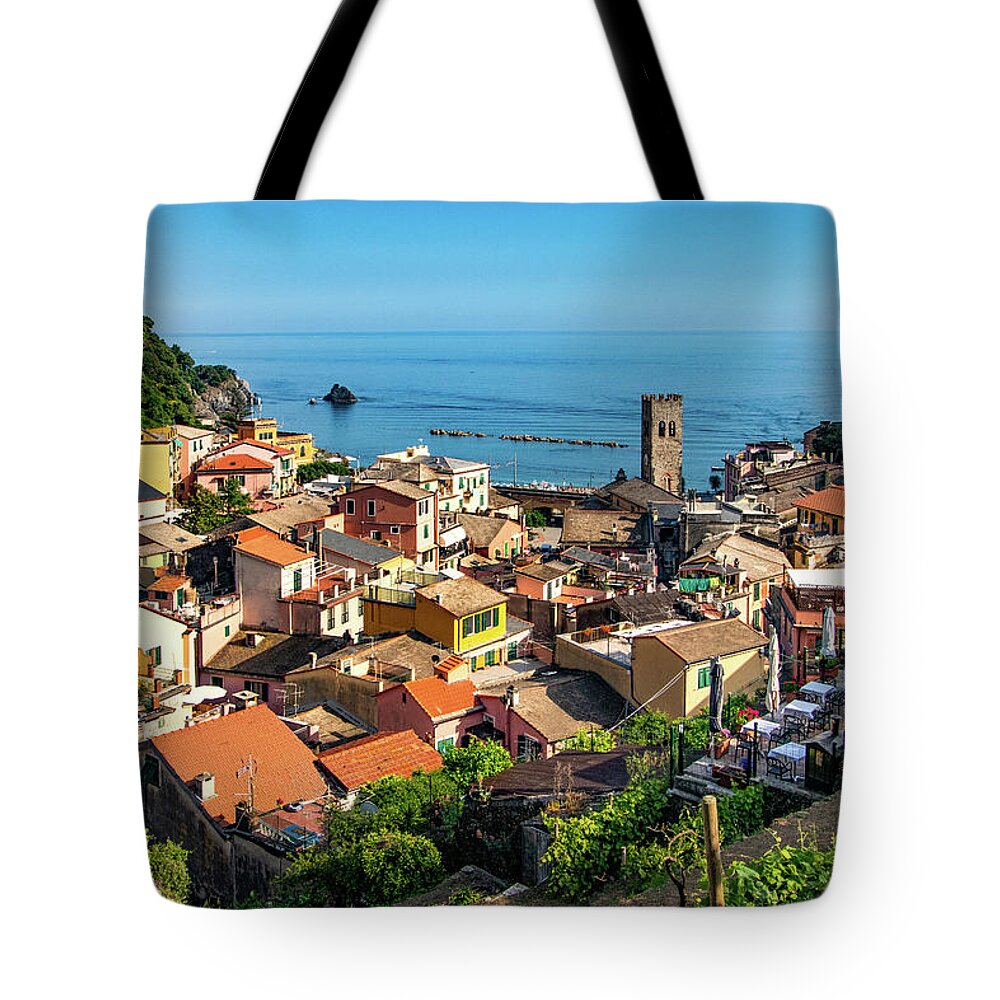 Monterosso In The Cinque Terre Tote Bag featuring the photograph Monterosso in the Cinque Terre by Carolyn Derstine