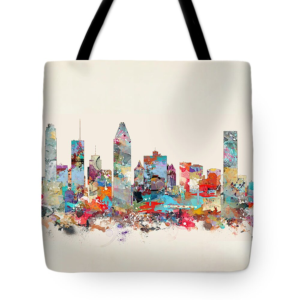 Montreal Tote Bag featuring the painting Montreal Quebec Skyline by Bri Buckley