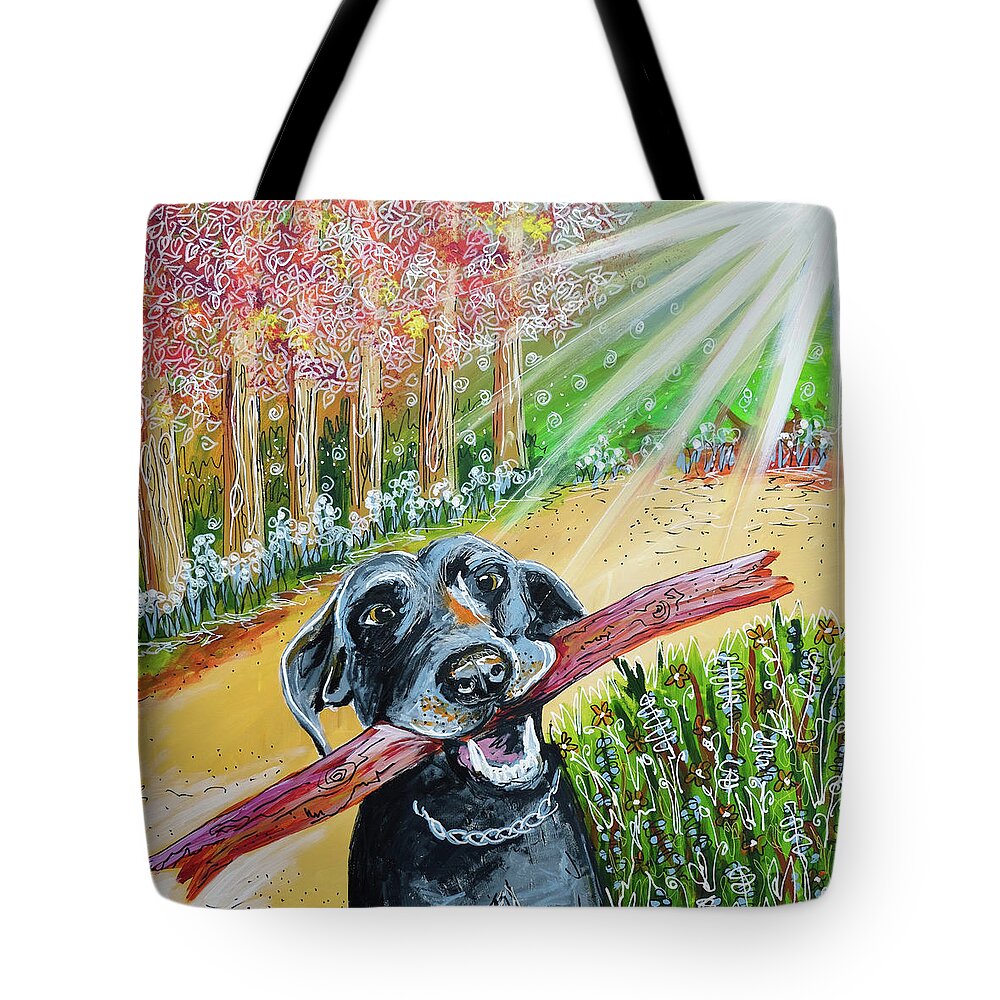 Monty The Dog Tote Bag featuring the painting Monty the Dog by Laura Hol