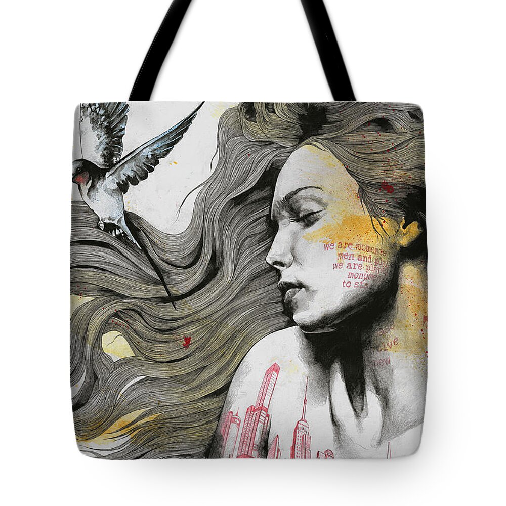 Monument - sleeping beauty woman portrait Tote Bag by Marco