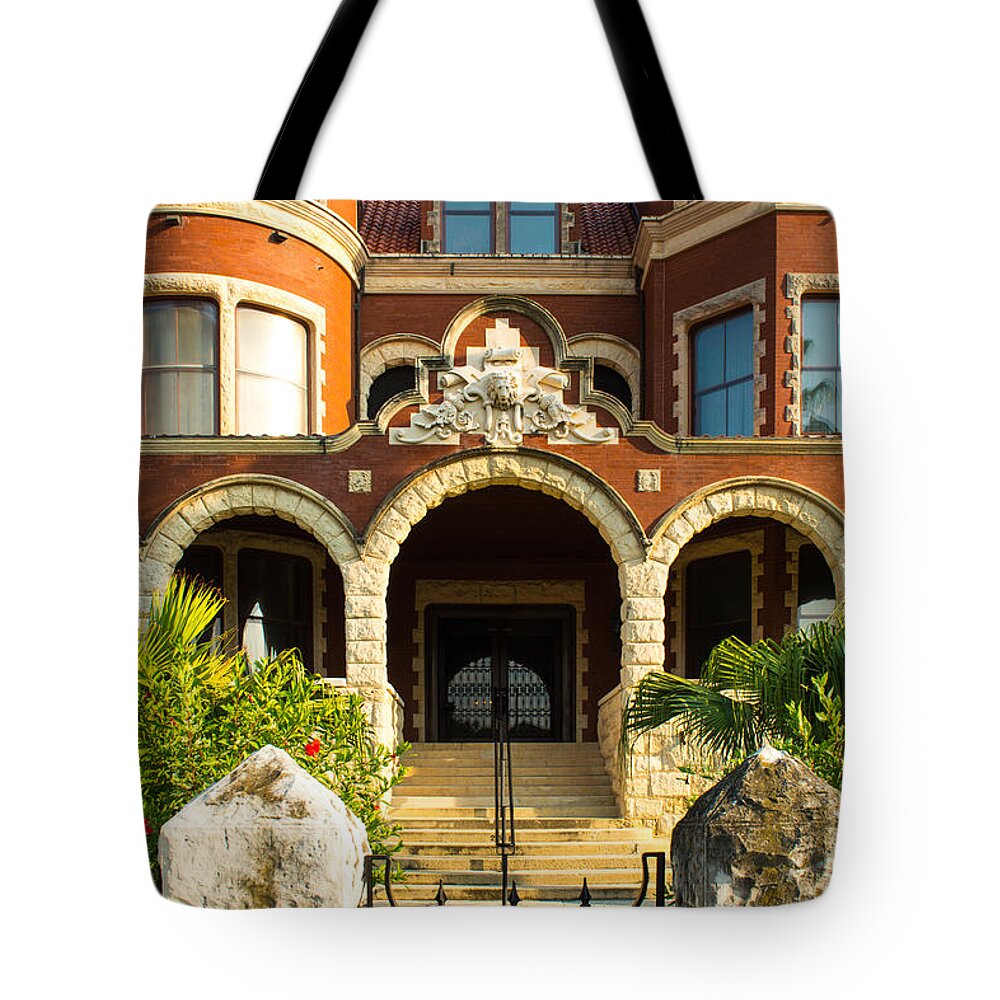Landscape Tote Bag featuring the photograph Moody Mansion Main Entrance by Tikvah's Hope