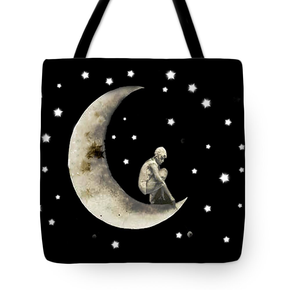 Moon And Stars T Shirt Design Tote Bag featuring the digital art Moon And Stars T Shirt Design by Bellesouth Studio