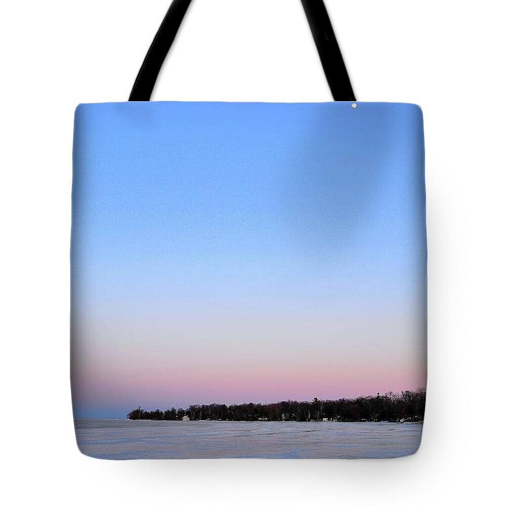 Abstract Tote Bag featuring the digital art Moon At Sunset by Lyle Crump