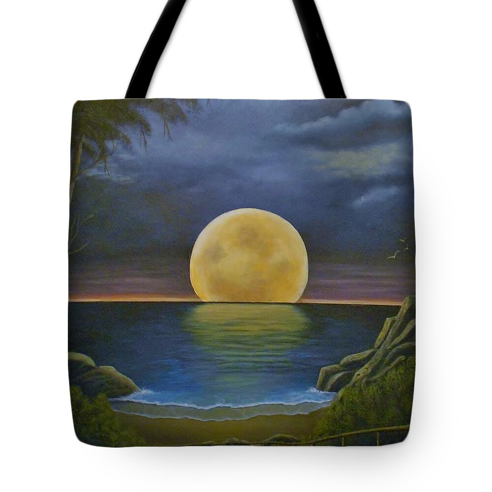 Moon Tote Bag featuring the painting Moon of My Dreams II by Sheri Keith