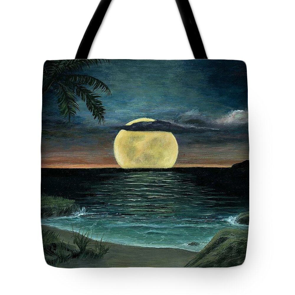 Moon Tote Bag featuring the painting Moon of My Dreams III by Sheri Keith