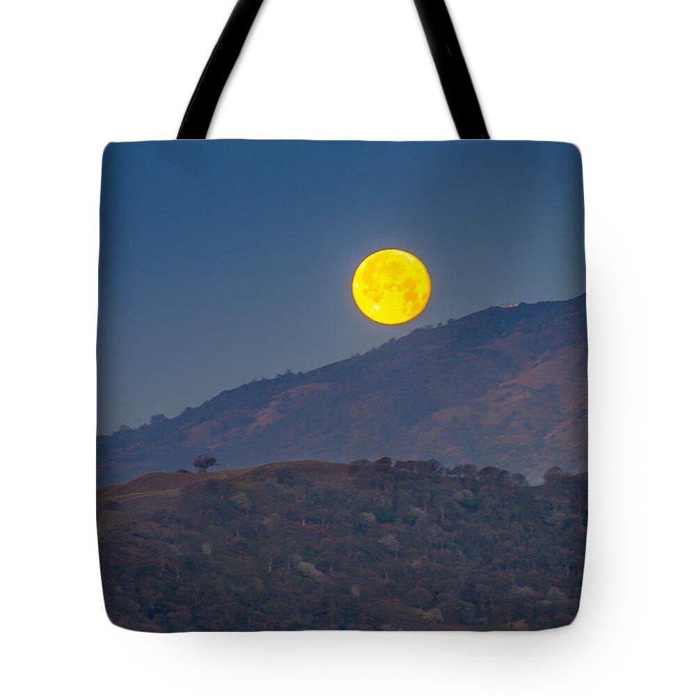 Landscape Tote Bag featuring the photograph Moon Over Mt Diablo by Marc Crumpler