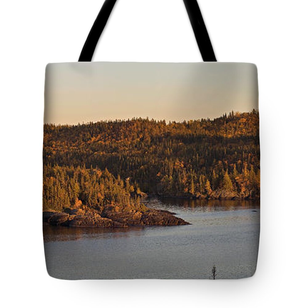 Panorama Tote Bag featuring the photograph Moon Rise Over Pukaskwa by Doug Gibbons
