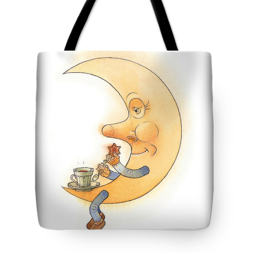 Moon Night Dark Evening Tote Bag featuring the painting Moon02 by Kestutis Kasparavicius