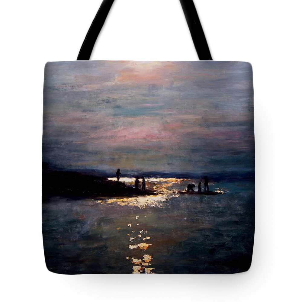 Sunset Tote Bag featuring the painting Moonlight by Ashlee Trcka