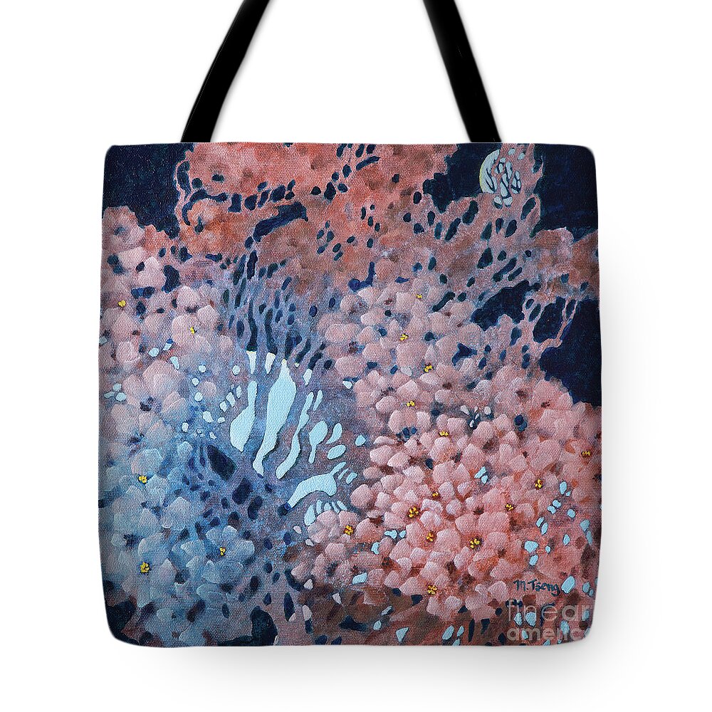 Blossoms Tote Bag featuring the painting Moonriver by Milly Tseng