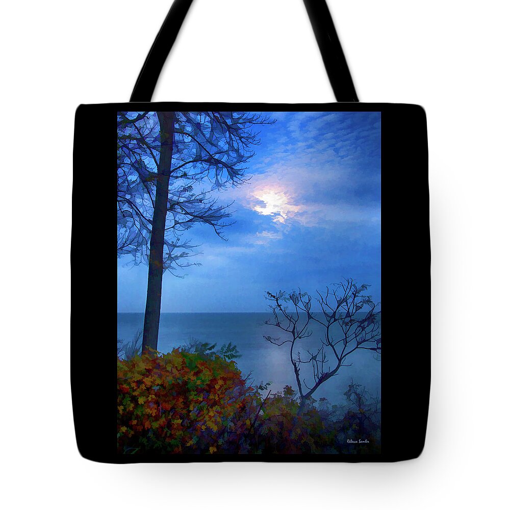 Painting Tote Bag featuring the photograph Moonset 1 by Rebecca Samler