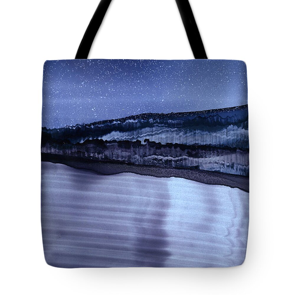 Alcohol Ink Tote Bag featuring the painting Moonshine by Eli Tynan
