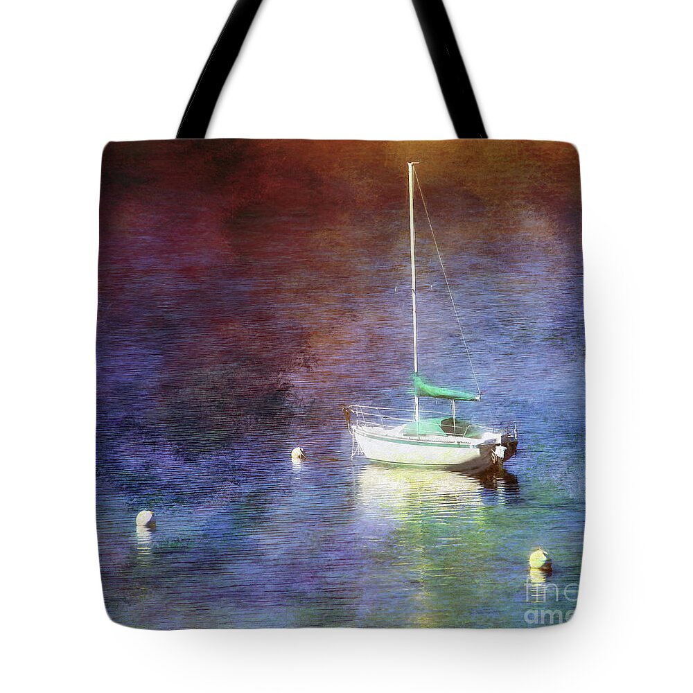 Sailboat Tote Bag featuring the photograph Moored Sailboat by Clare VanderVeen