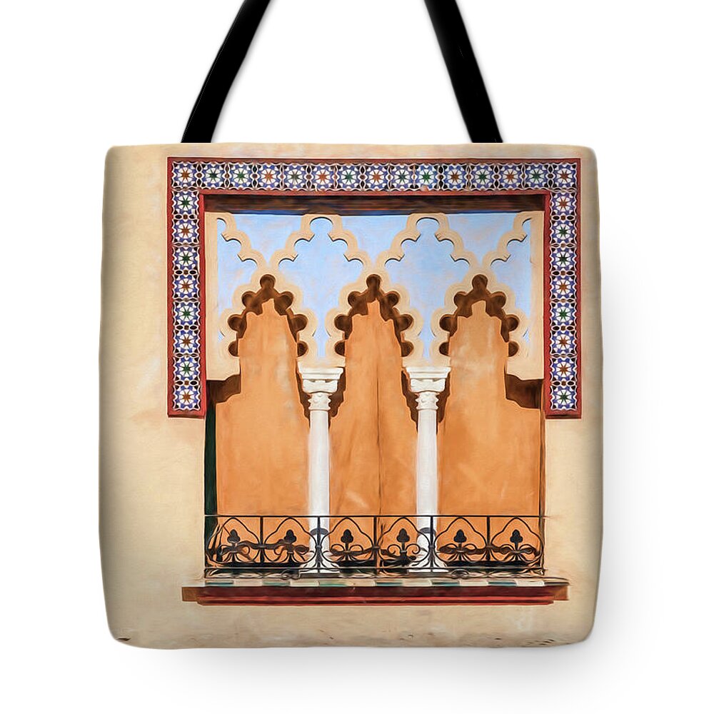 Arabic Tote Bag featuring the photograph Moorish Window II by David Letts