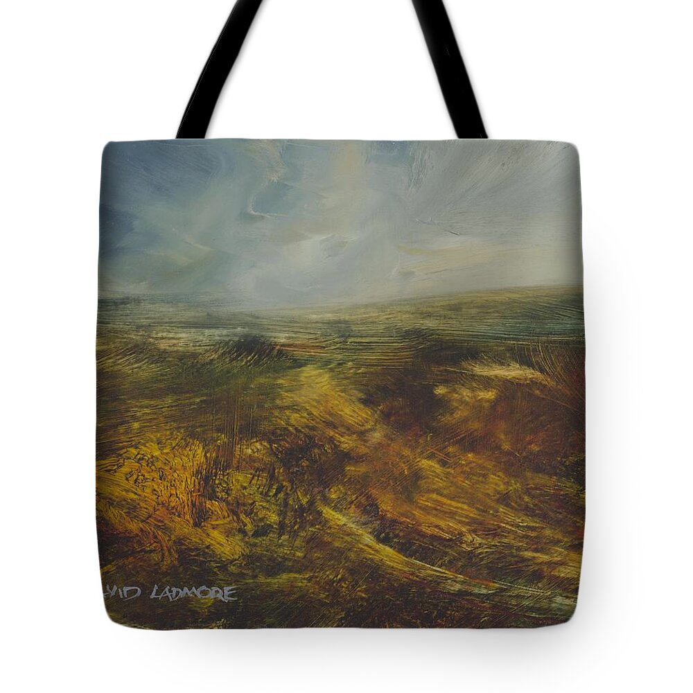 Moorland Tote Bag featuring the painting Moorland 71 by David Ladmore