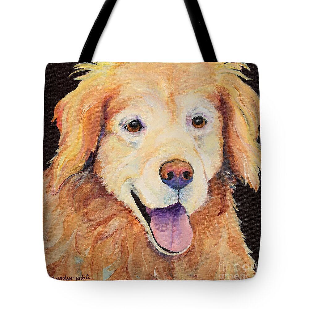 Pet Portraits Tote Bag featuring the painting Moose by Pat Saunders-White