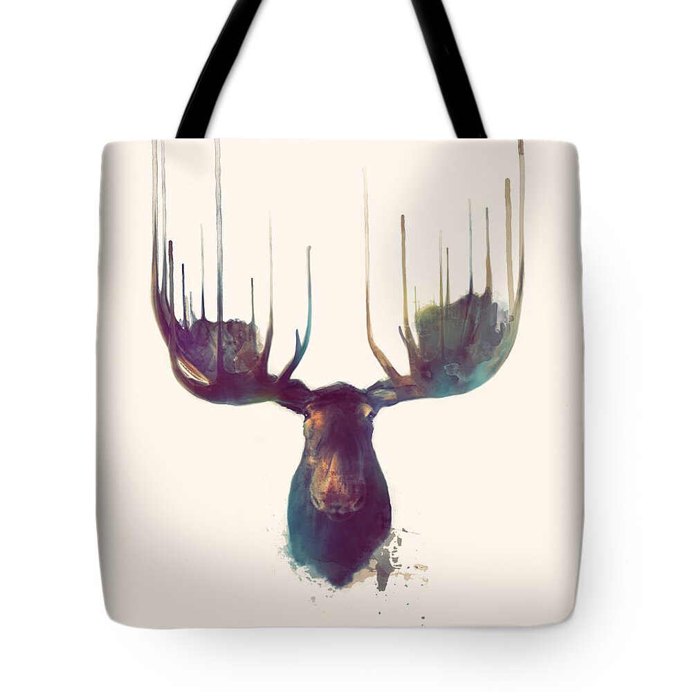 Animal Tote Bag featuring the painting Moose // Squared Format by Amy Hamilton