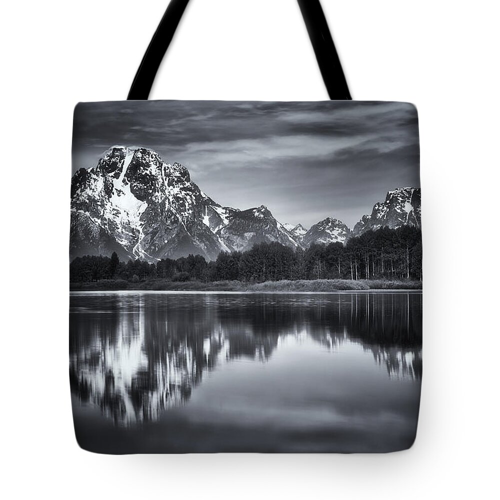 Mount Moran Tote Bag featuring the photograph Moran in Monochrome by Darren White