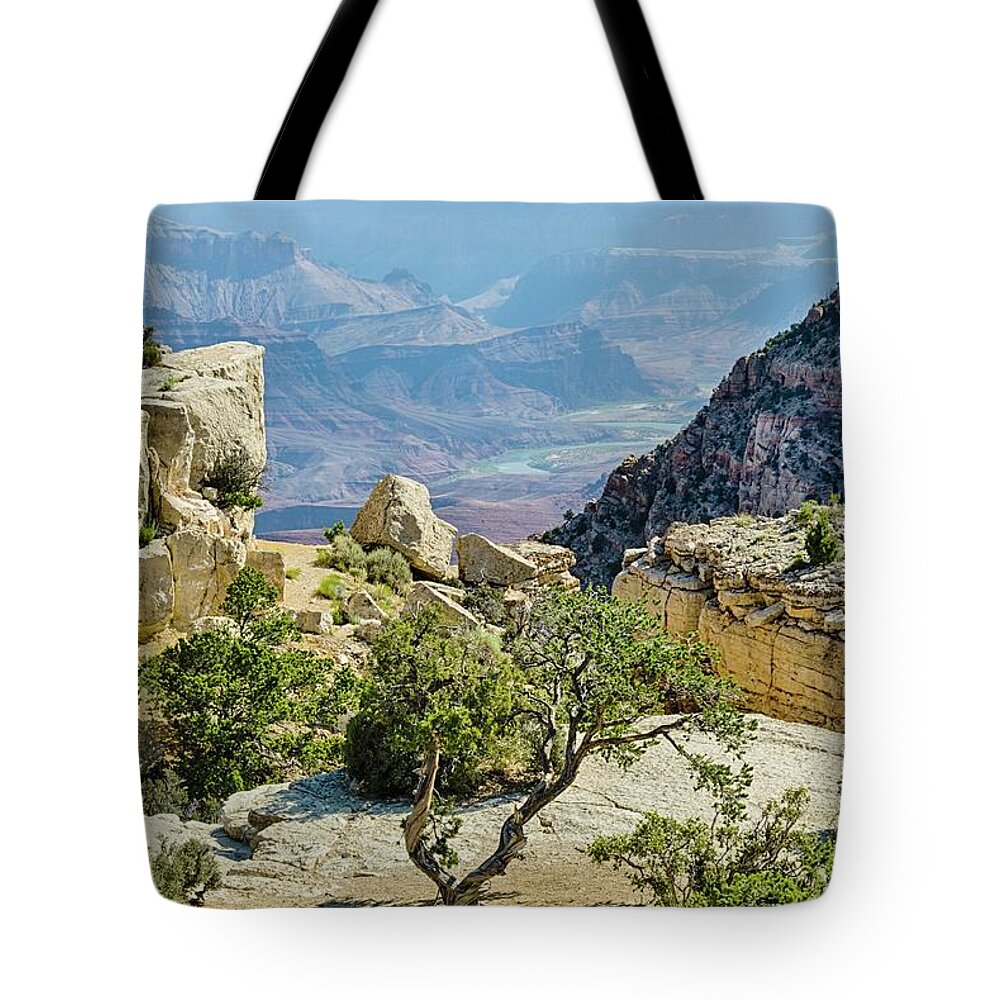 Rocks Tote Bag featuring the photograph Moran Point view by Gaelyn Olmsted