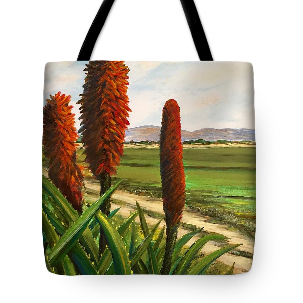 Goleta Tote Bag featuring the painting More Mesa Agave by Jeffrey Campbell