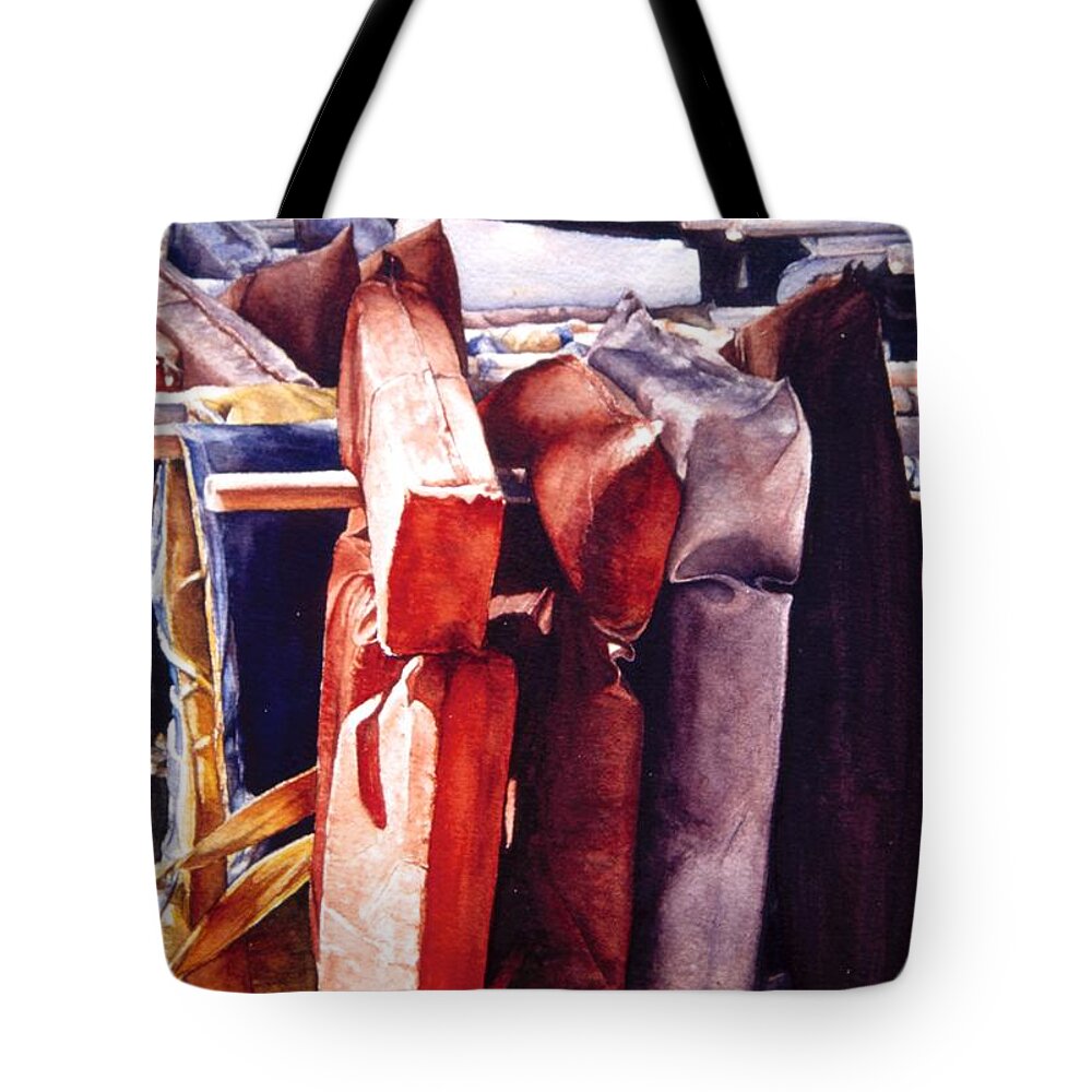 Landscape Tote Bag featuring the painting More PFD by Barbara Pease