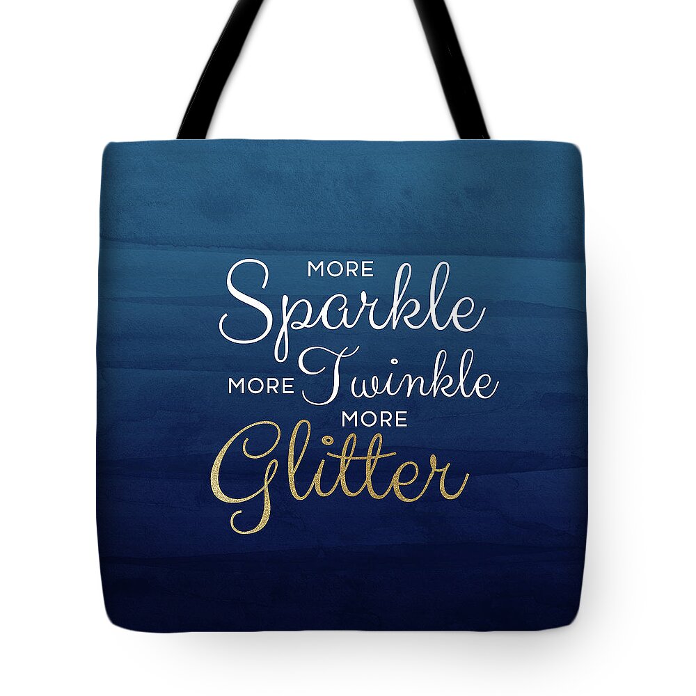 Sparkle Tote Bag featuring the mixed media More Sparkle Blue- Art by Linda Woods by Linda Woods