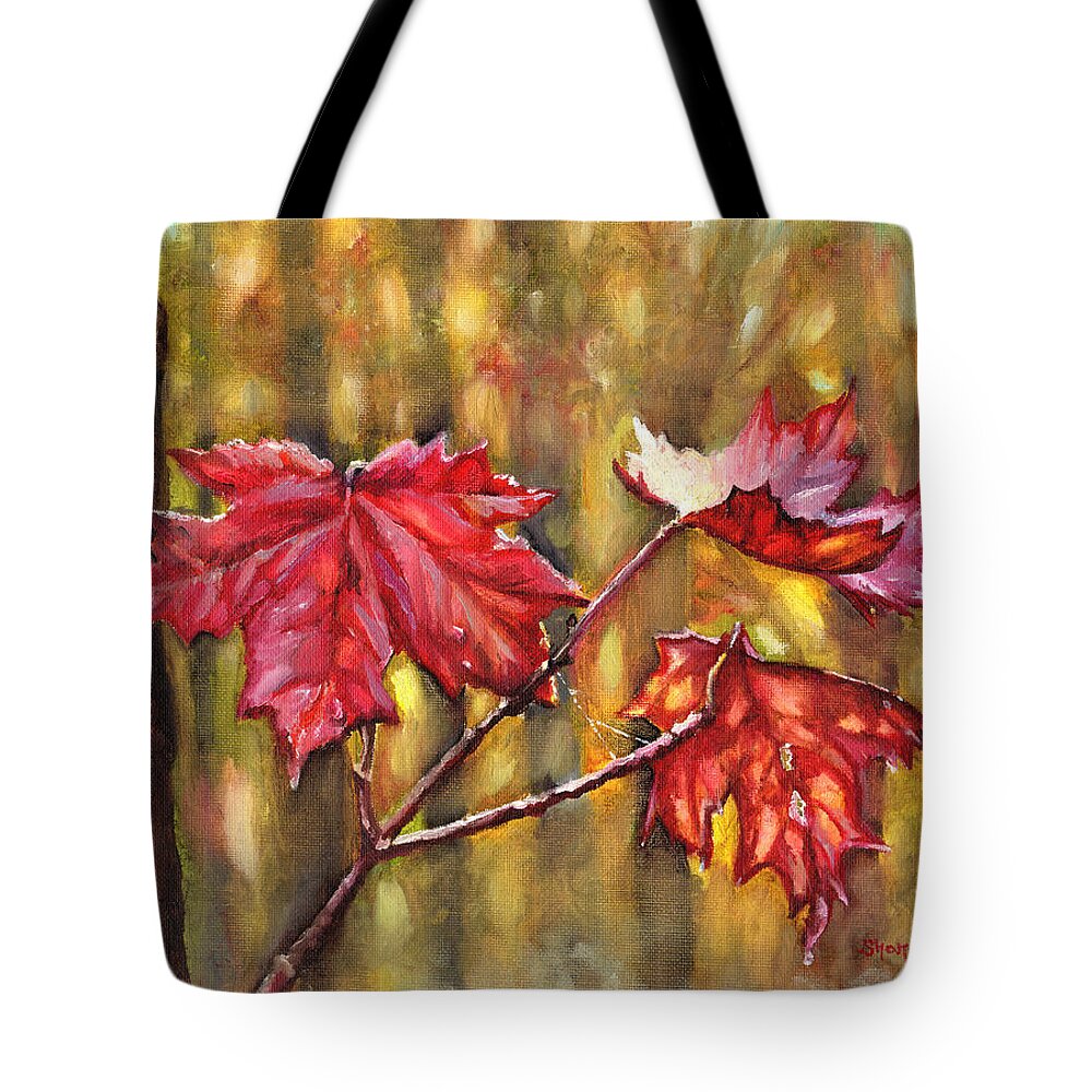 Autumn Tote Bag featuring the painting Morning After Autumn Rain by Shana Rowe Jackson