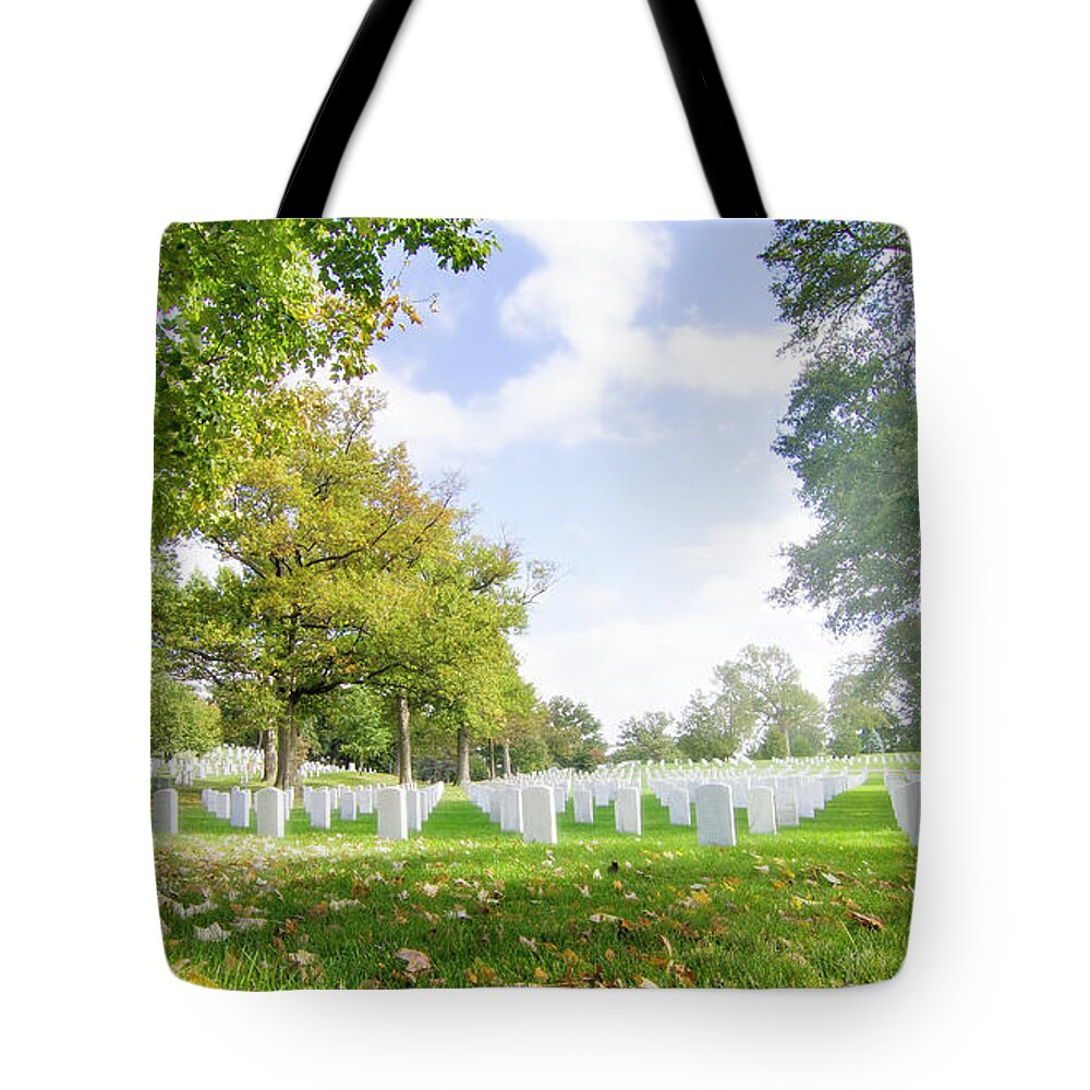 Arlington National Cemetery Tote Bag featuring the photograph Morning at Arlington by Mark Andrew Thomas