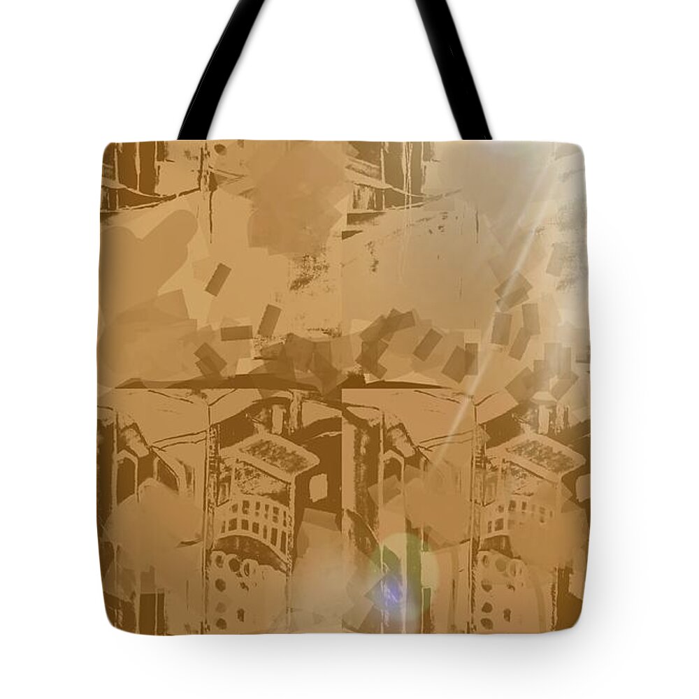 Cityscape Tote Bag featuring the painting Morning at my place by Subrata Bose
