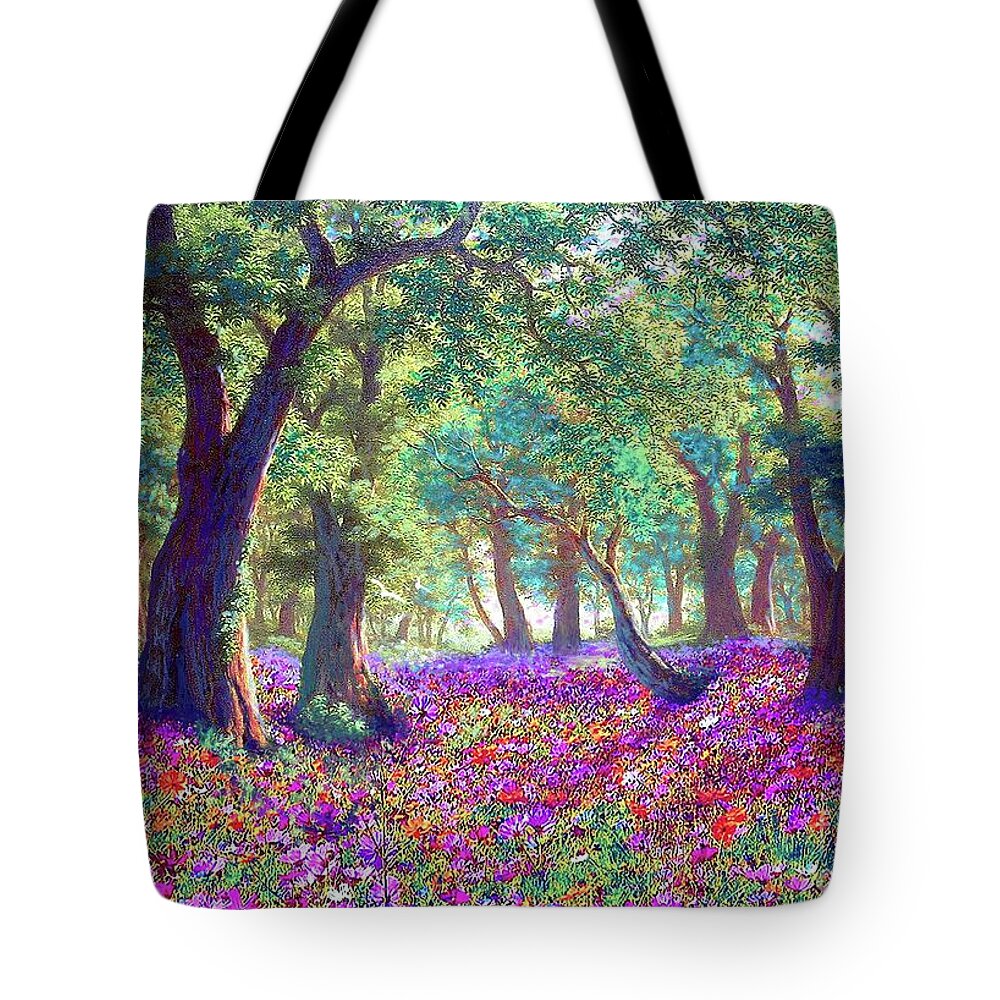 Landscape Tote Bag featuring the painting Morning Dew by Jane Small