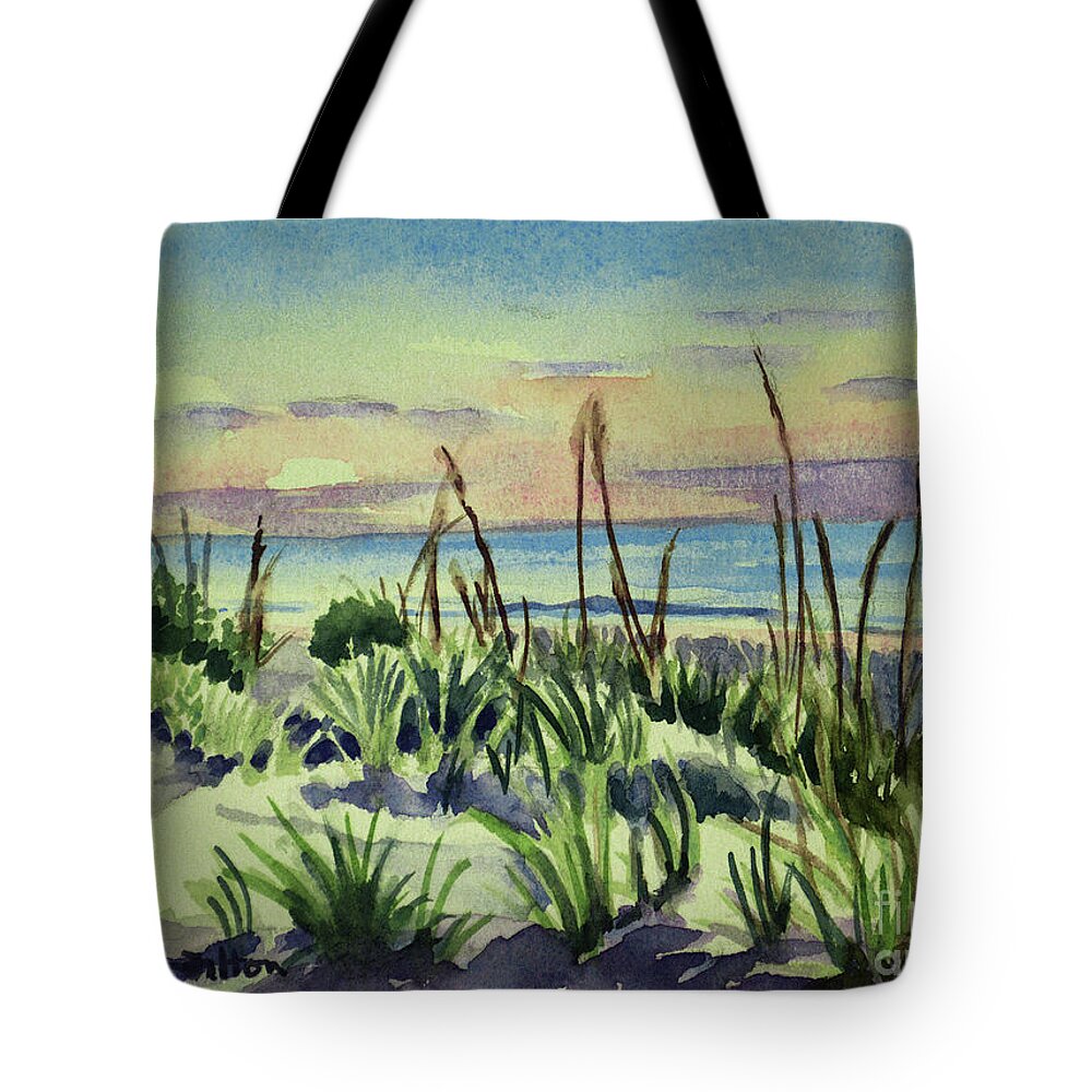 Ocean Paintings Tote Bag featuring the painting Morning Dunes 7-7-2017 by Julianne Felton