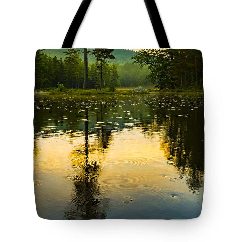 Sunrise Tote Bag featuring the photograph Morning Glow on Lake by Vance Bell