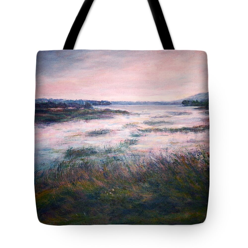 Water Tote Bag featuring the painting Morning Glow by Quin Sweetman