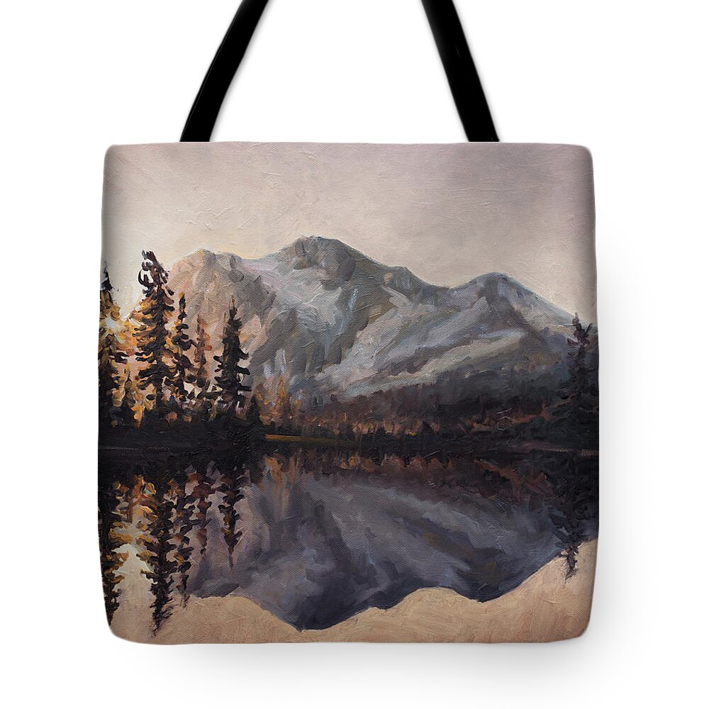 Mountain Tote Bag featuring the painting Morning has broken by Marco Busoni