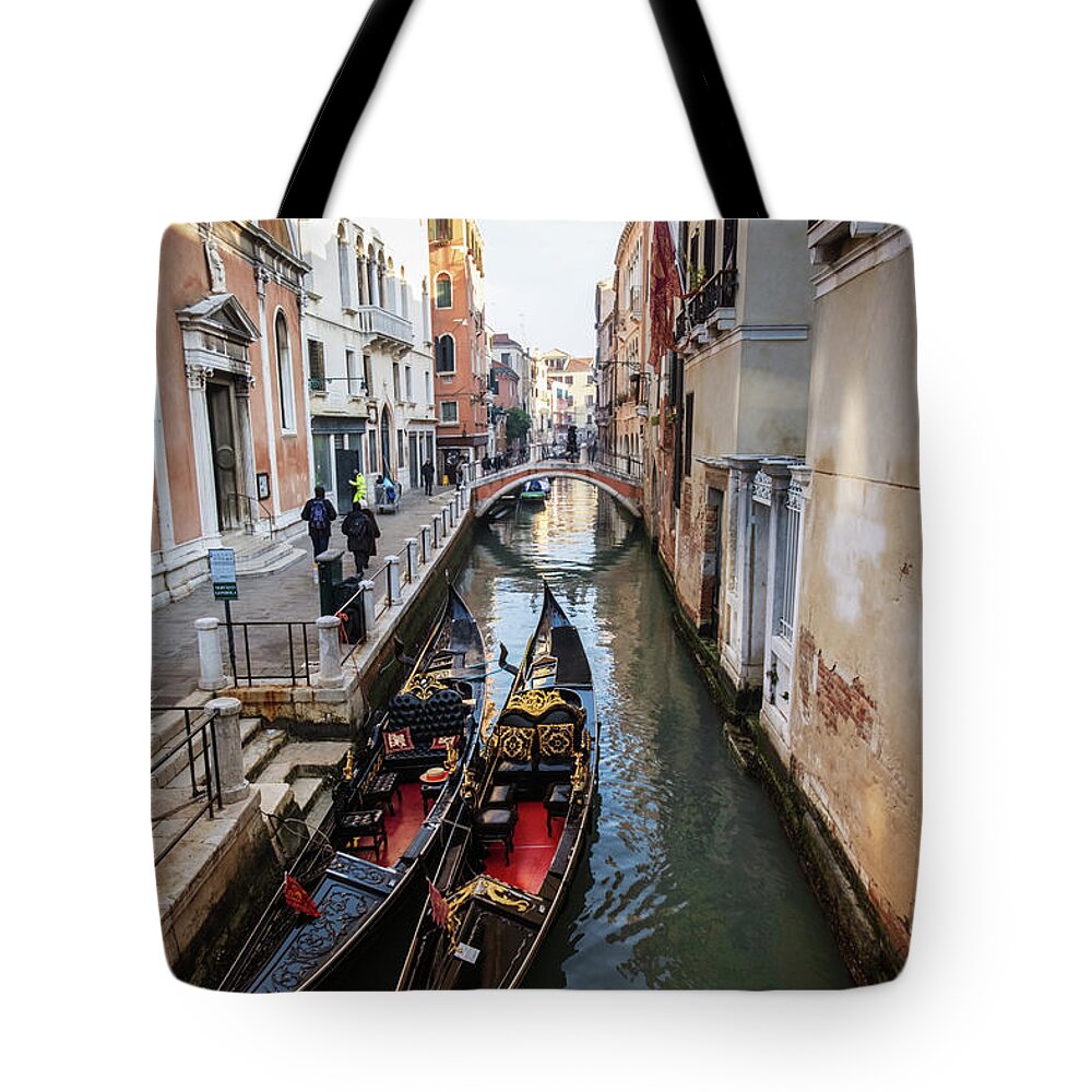  Morning In Venice In Winter By Marina Usmanskaya Tote Bag featuring the photograph Morning in Venice in winter by Marina Usmanskaya
