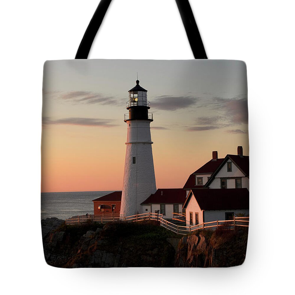 Lighthouse Tote Bag featuring the photograph Morning Light by Dan Jordan