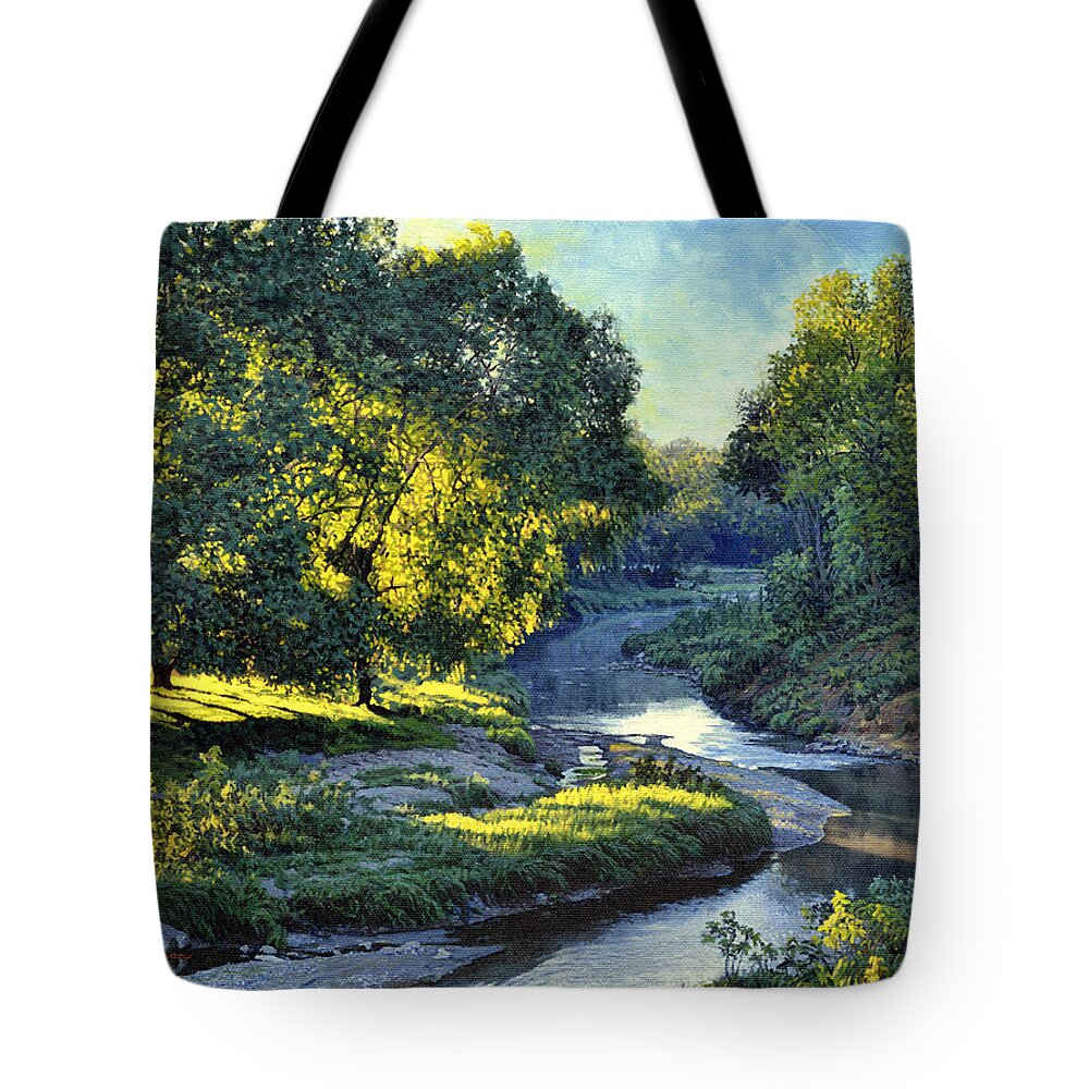 Landscape Tote Bag featuring the painting Morning Light on the Creek by Bruce Morrison