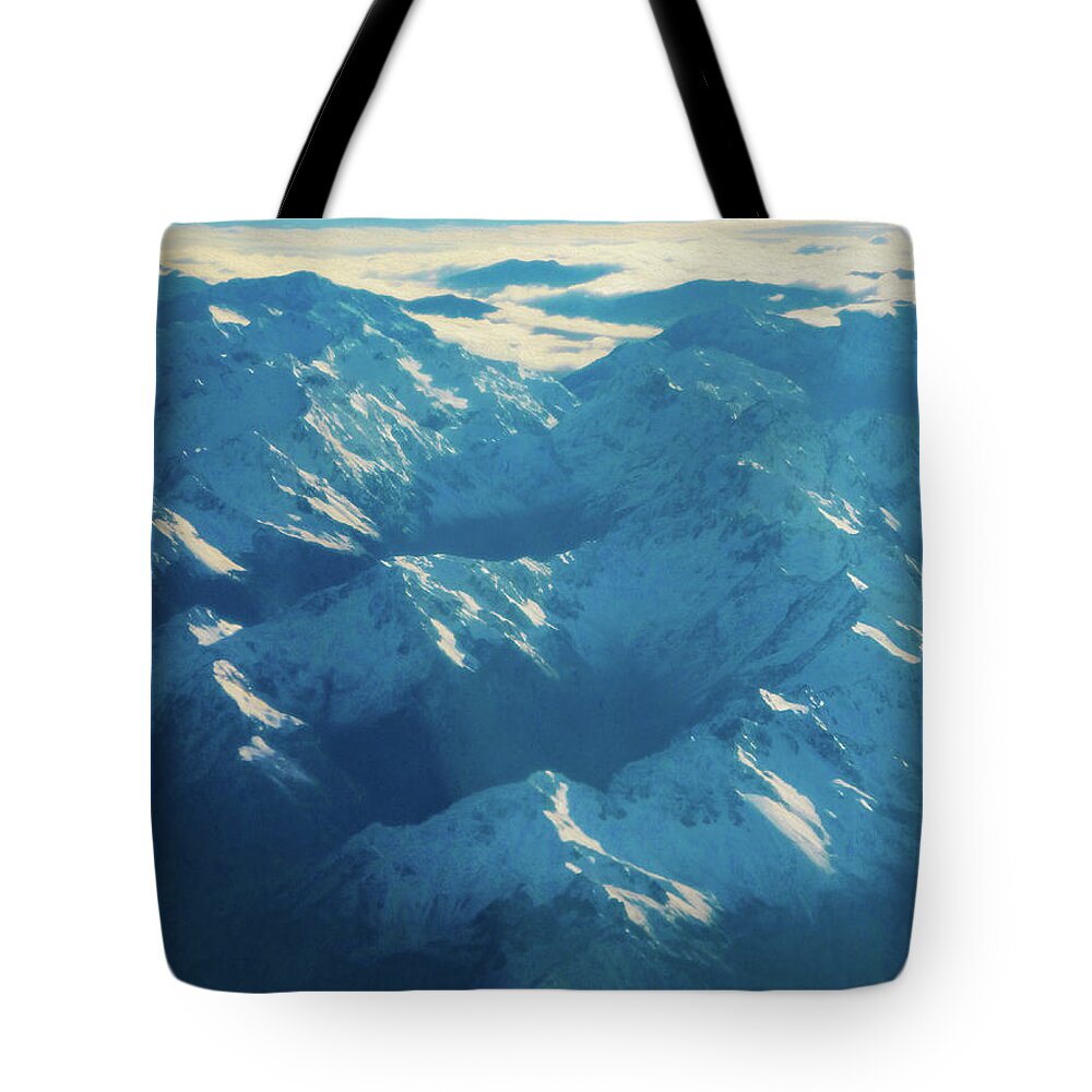 Blue Tote Bag featuring the photograph Morning Light on the Southern Alps by Steve Taylor