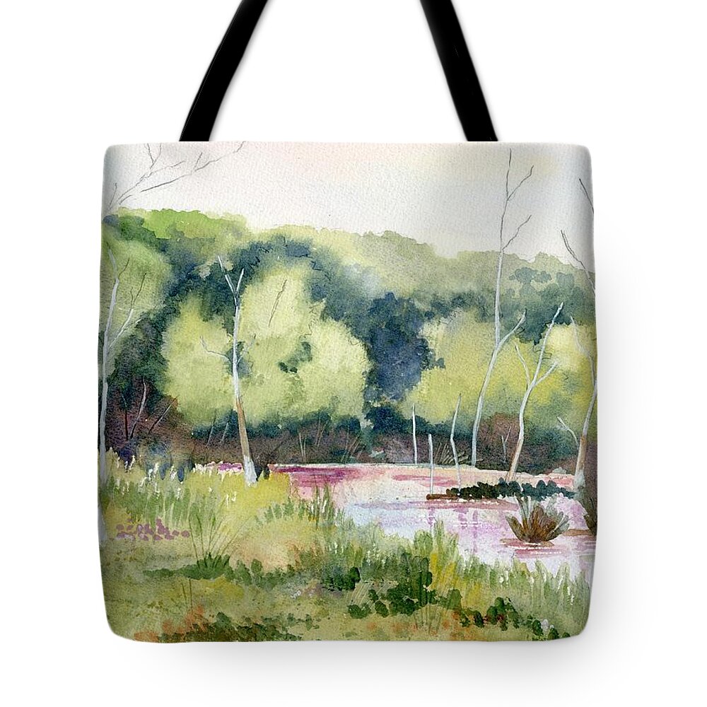 Marsh Tote Bag featuring the painting Morning Marsh by Marsha Elliott