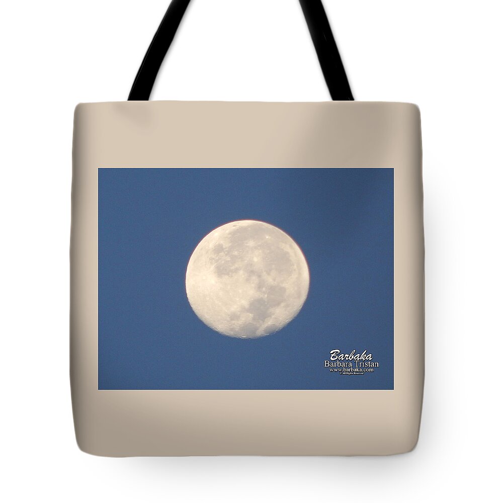 Morning Moon Tote Bag featuring the photograph Morning Moon by Barbara Tristan