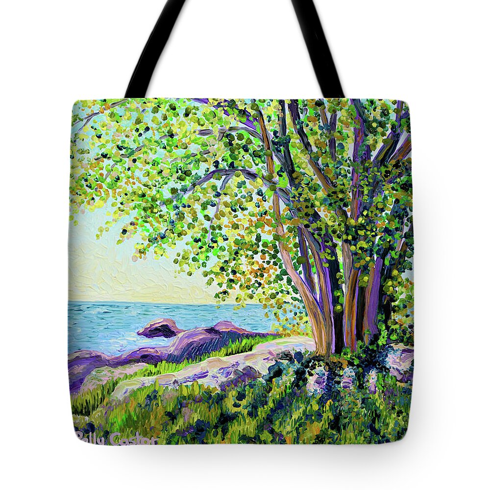 Chaffinch Island Tote Bag featuring the painting Morning on Chaffinch Island by Polly Castor