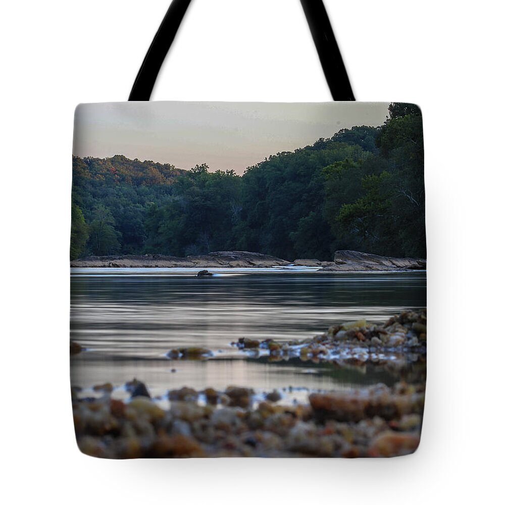 River Tote Bag featuring the digital art Morning On The Hooch by Kathleen Illes