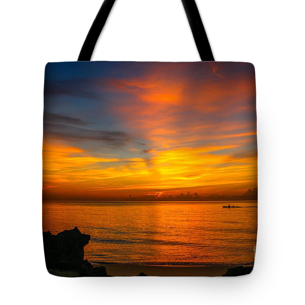 Boat Tote Bag featuring the photograph Morning on the Water by Tom Claud