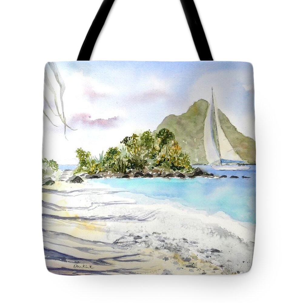 Caribbean Tote Bag featuring the painting Morning Shadows, Little Thatch by Diane Kirk