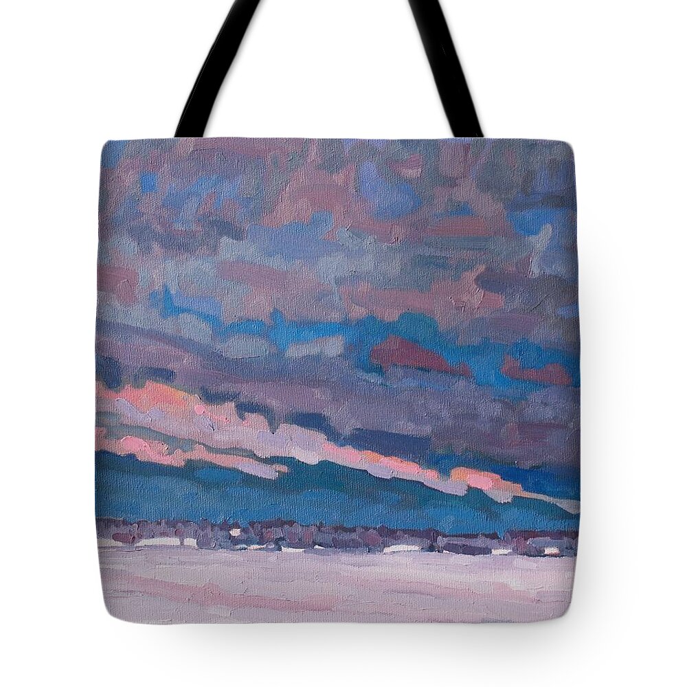 1032 Tote Bag featuring the painting Morning Snow Clouds by Phil Chadwick